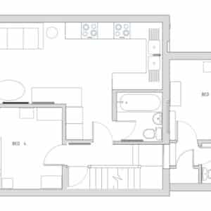 Ramsgate Rooms 334a MARGATE RD 1st floor with bedrooms 4 & 5 floor plan for advertising